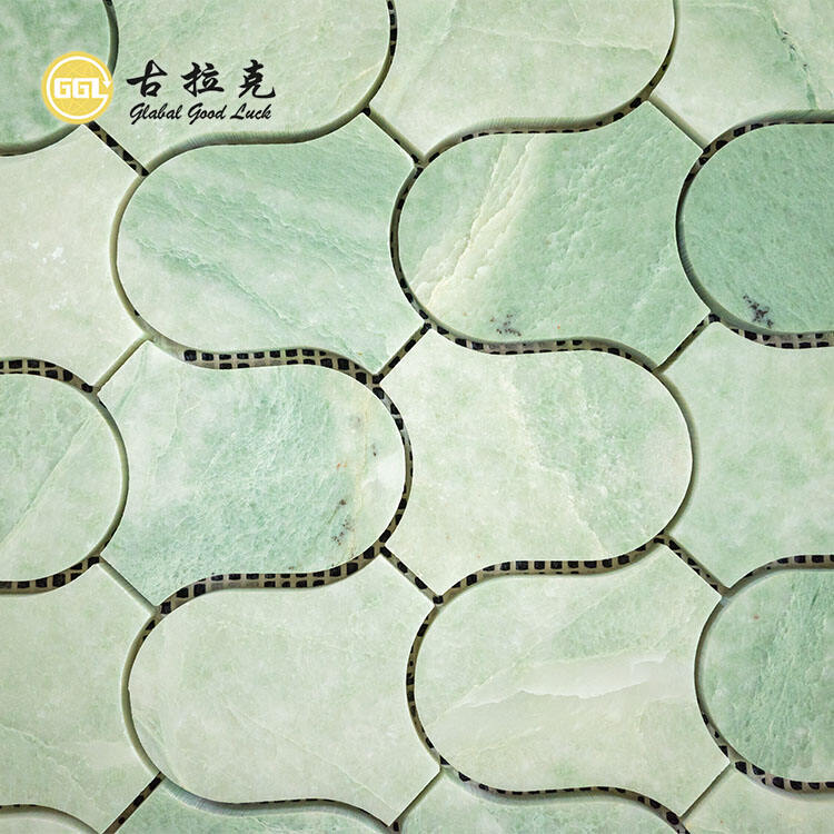 Natural Green Unique Shape Marble Mosaic For Bathroom and Kitchen Tiles