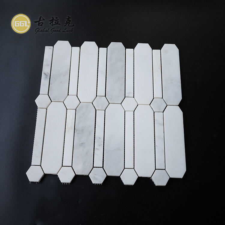 GGL Supple White Marble Mosaic Tile pro Coquina Et Balneo Mur Tile Naturalis Fluted Lapis Tile Mosaic