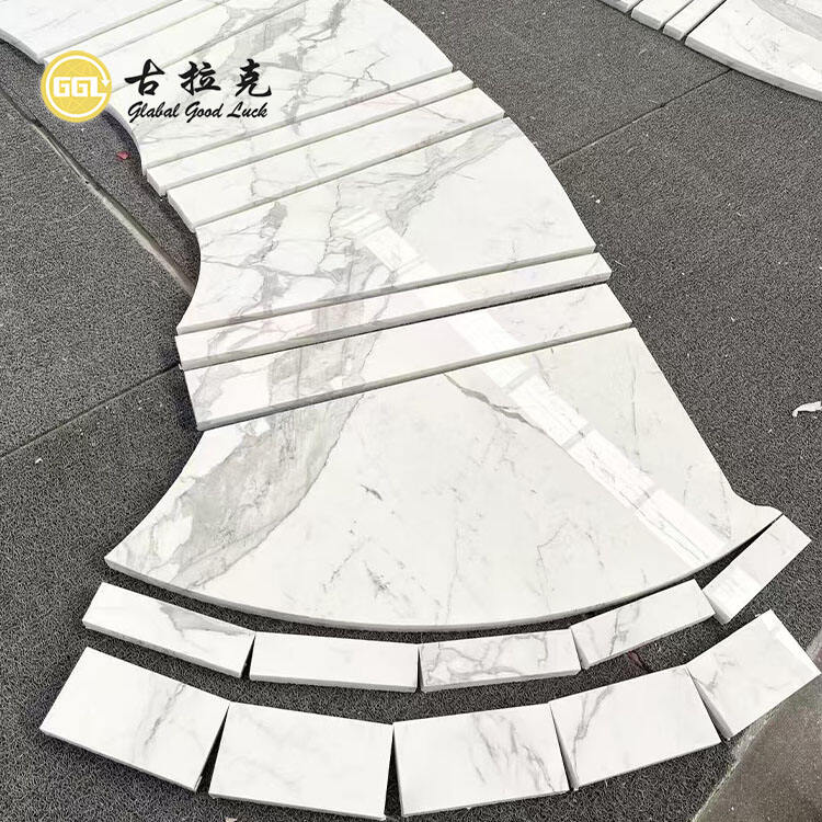 Calacatta White Stone Cut-to-size Marble Interior Wall and Floor Stair Tiles Project