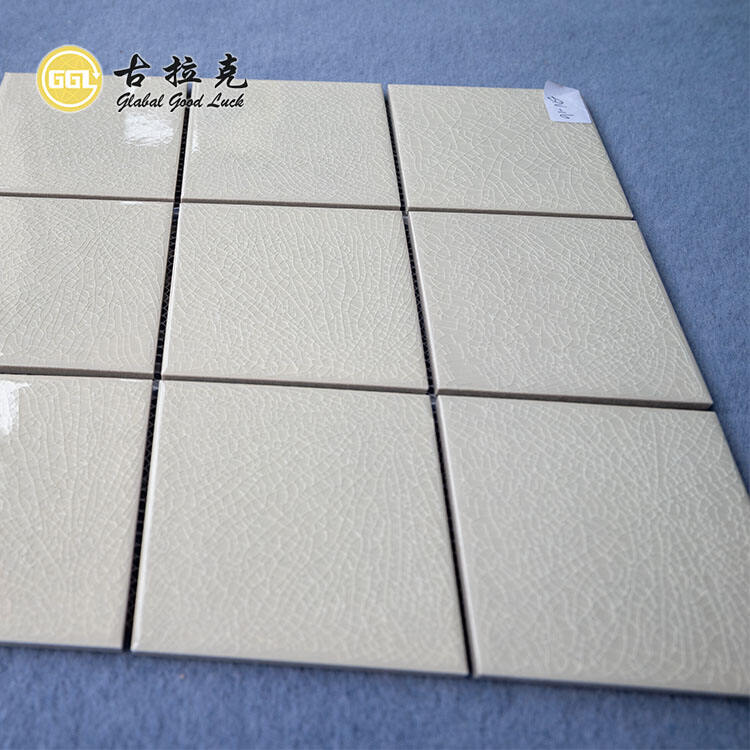 Mosaic Tile White Polished Glazed Ice Crack Ceramic Tile 