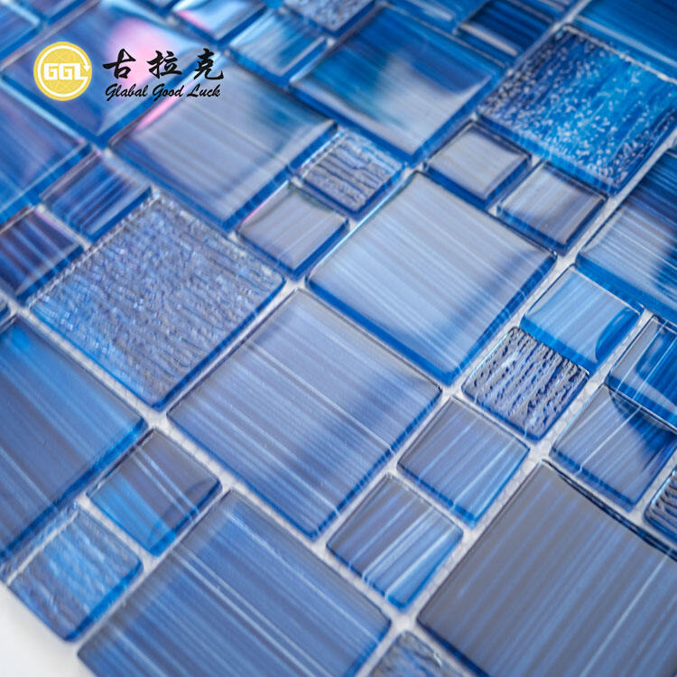 Dark Blue Wall Tiles Glass Background Decorate Glass Mosaic Tile