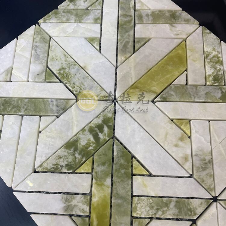 Natural Green Marble Mixed Pure White Marble Mosaic Tile for Wall Floor Decor