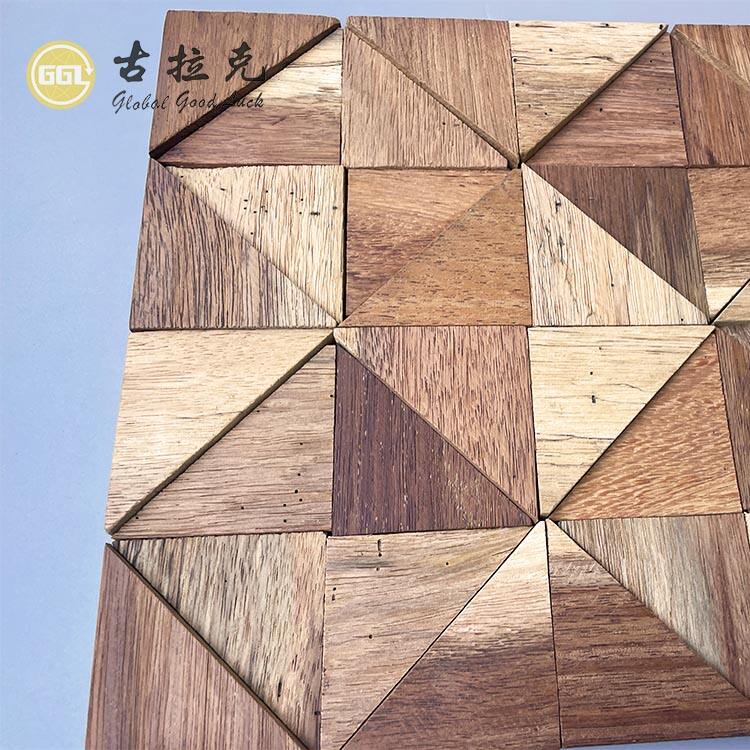 Square Wood Mosaic Tiles Rustic Parquet Design Interior Wall Tile