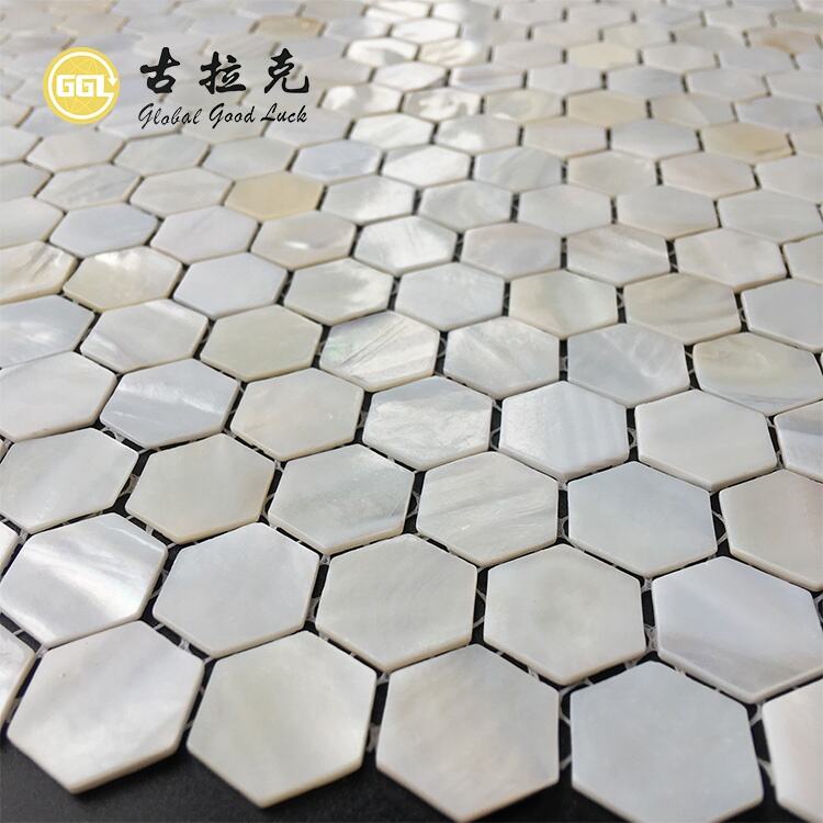 Kitchen Backsplashes Hexagon Shape Shell Mosaic Tile Wall Decoration