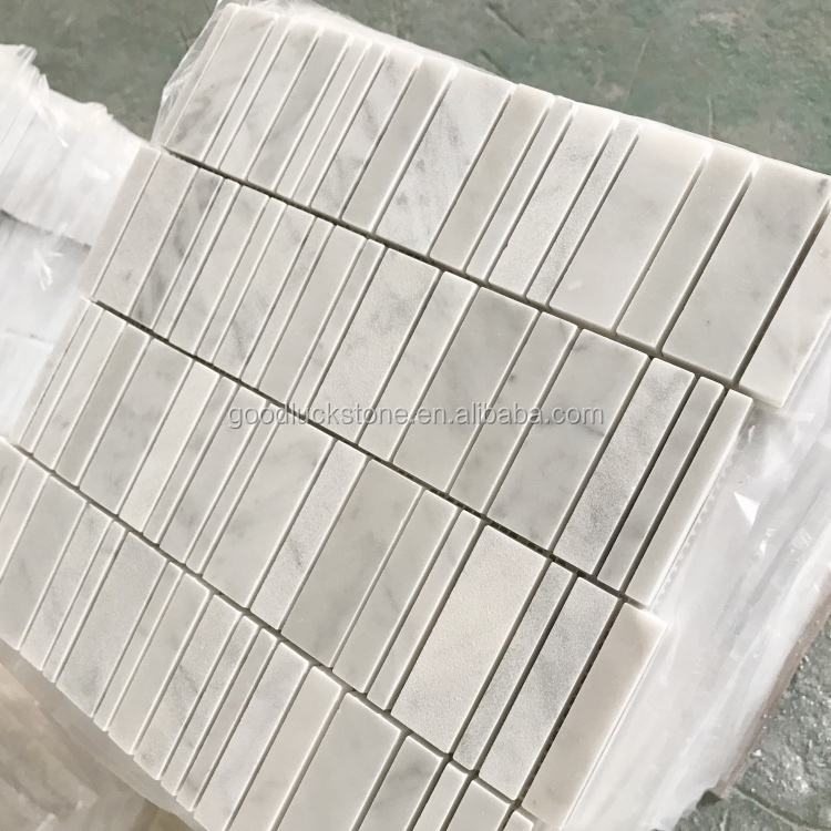 Carrara White Marble Random Strip Mosaic Home Wall Flooring Tile