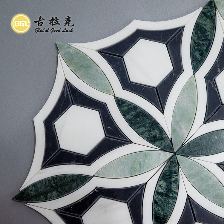 New Design Flower Pattern Green Marble Mosaic Tile For Wall Floor Decor