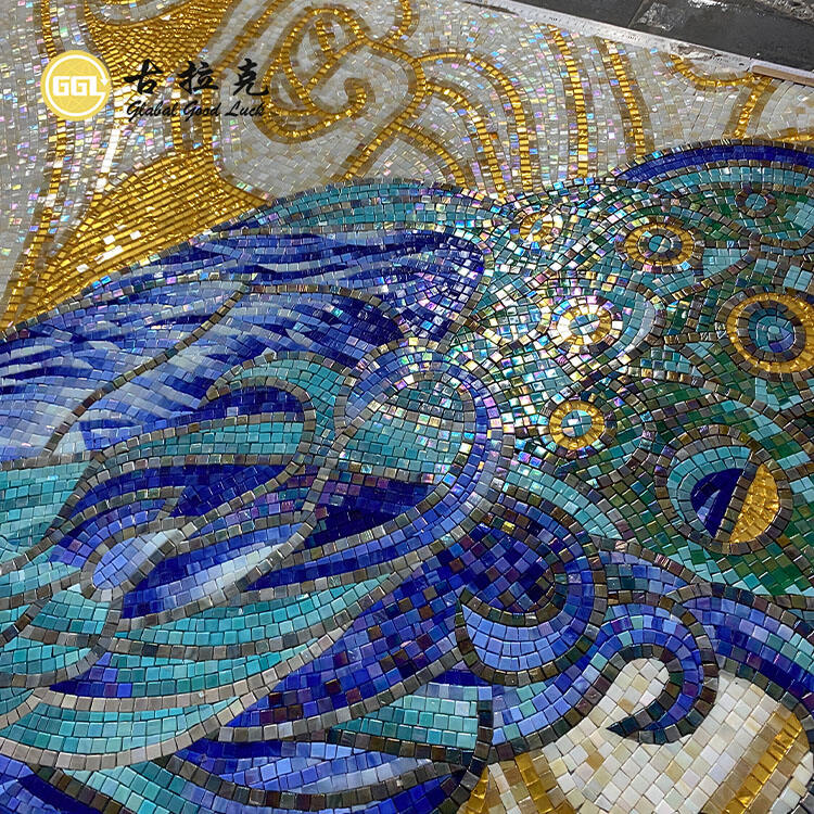 Pavo Murale Design Decoratio Customizata Vitrum Mosaicum Puzzle