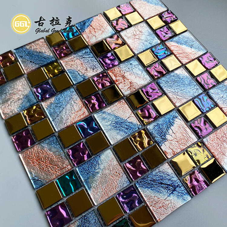 New Decoration Colorful Glass Mosaic Tile Mix Mirror Interior Design Tile