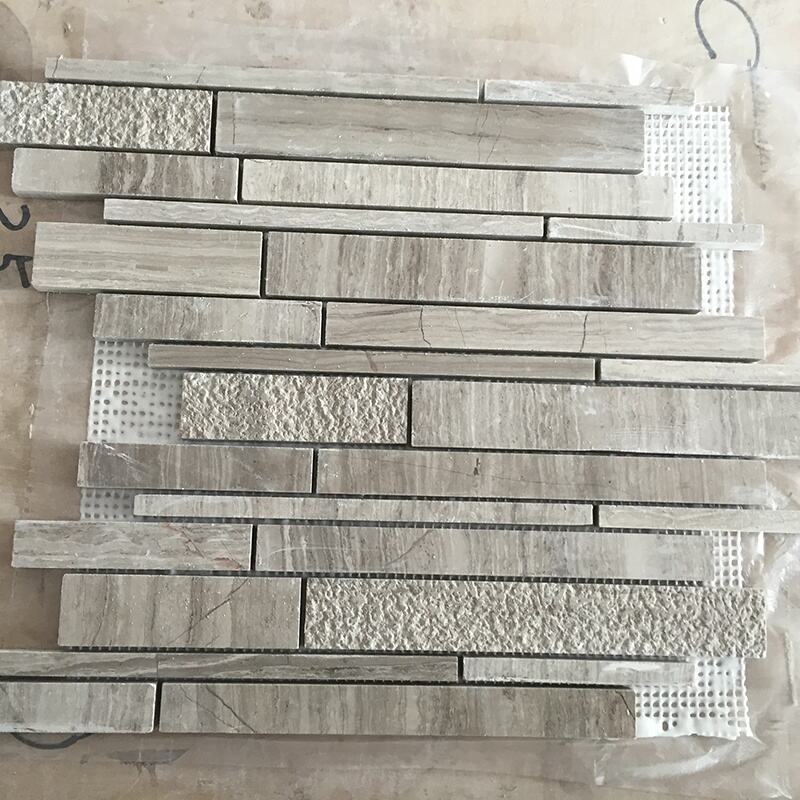 Natural brick shaped wood grain marble mosaic tile wall tile floor tile