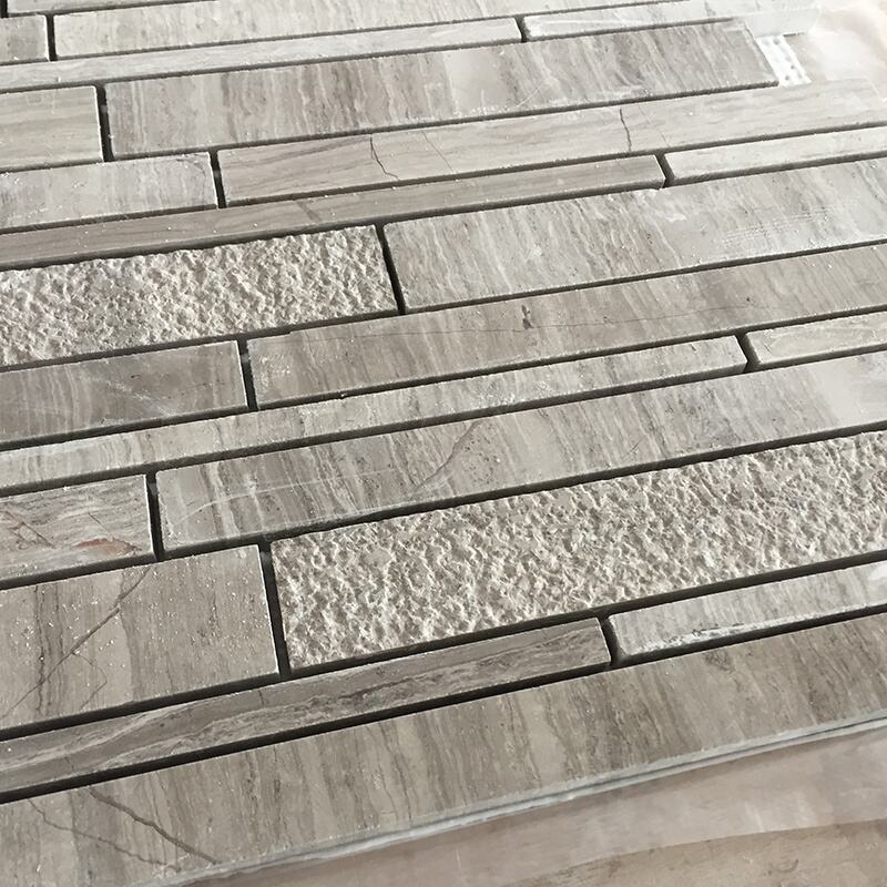 Natural brick shaped wood grain marble mosaic tile wall tile floor tile