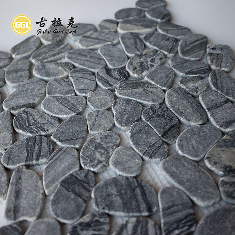 Tumbled Surface Wood Gray Marble Mosaic Tiles For Indoor and Outdoor Decoration