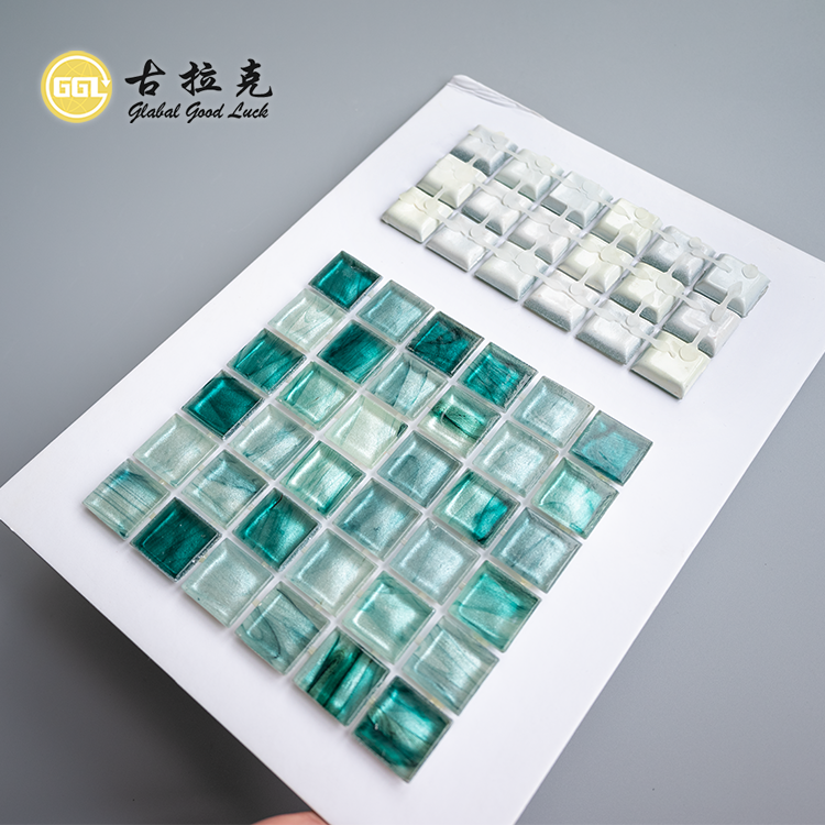 Dot-mounted Painted Glass Pool Mosaic Tile Green Bathroom Wall Floor Tile