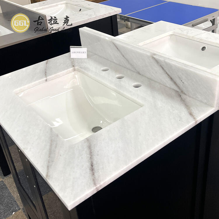 Natural White Marble Vanity Top Countertop For Bathroom And Kitchen