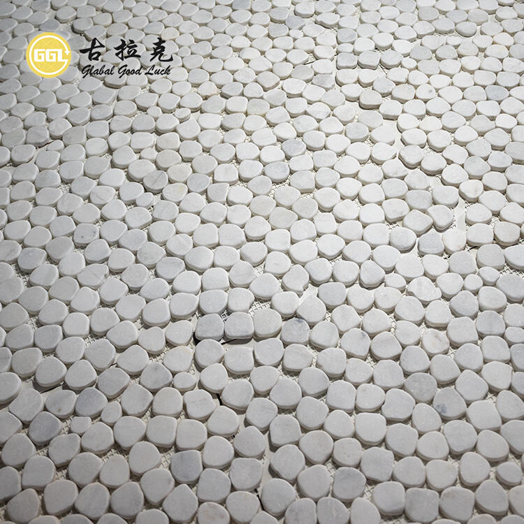Natural White Marble Tumbled Mosaic Tile for Interior  Floor Wall Decoration