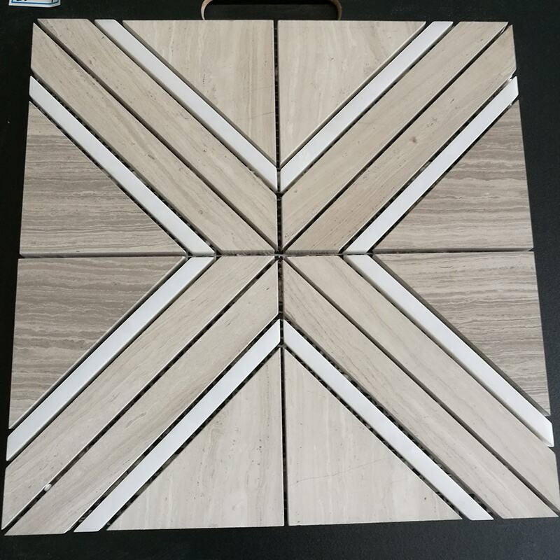 Wood Grain Marble Square Shape Marble Mosaic Tile