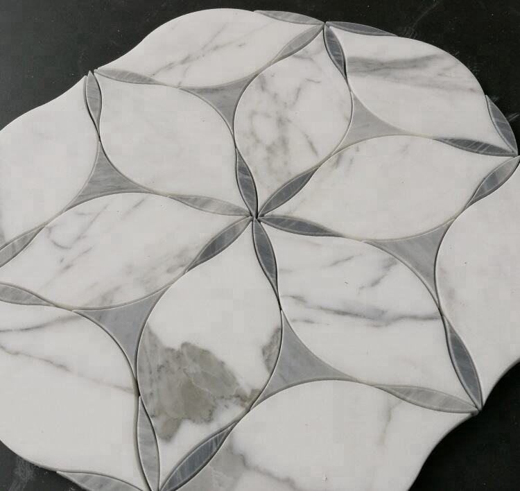 Flower Shape Marble For Wall Parquet Waterjet Mosaic For Wall Floor Tiles