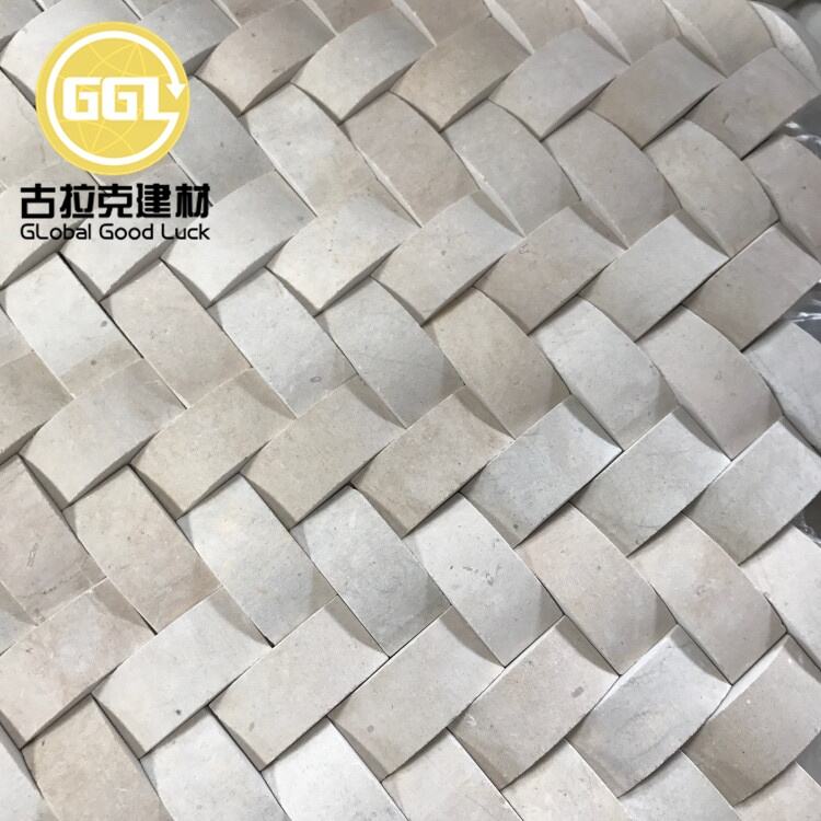 Crema Marfil Marble Basket weave Marble Mosaic For Wall Tiles