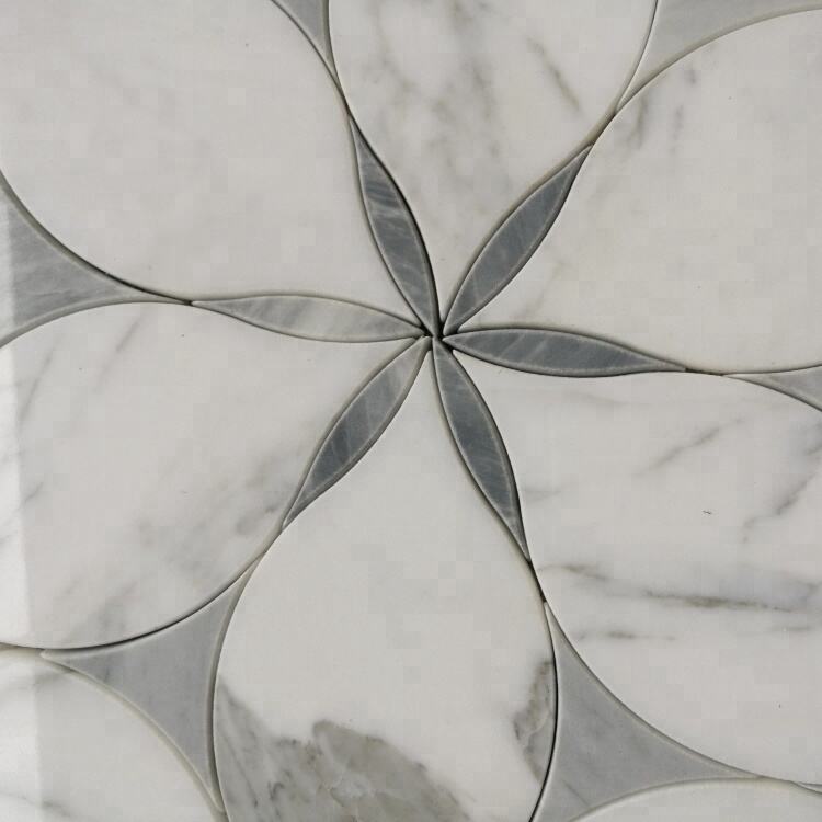 Flower Shape Marble For Wall Parquet Waterjet Mosaic For Wall Floor Tiles