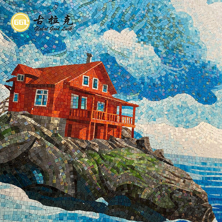 Customized Handmade Pattern Glass Mural Art Mosaic Tile Interior Decor
