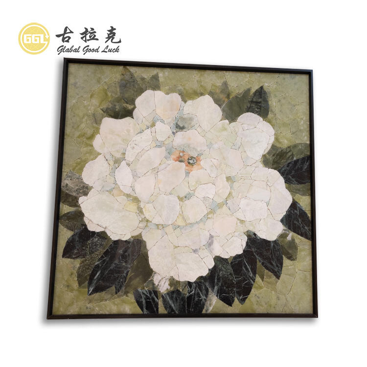 Nature Stone Flower Pattern Mosaic Tile Handmade Interior Wall Decoration