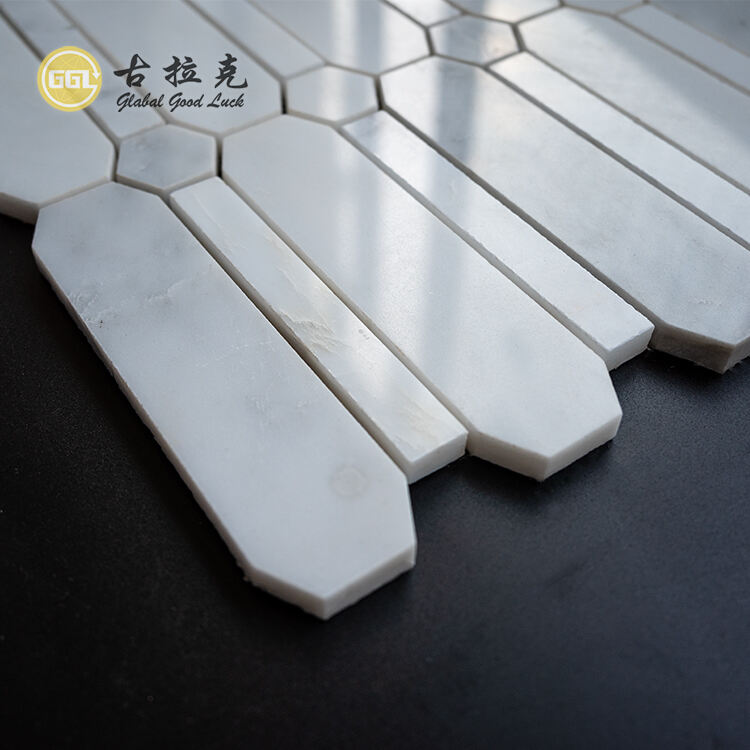 GGL Supple White Marble Mosaic Tile pro Coquina Et Balneo Mur Tile Naturalis Fluted Lapis Tile Mosaic