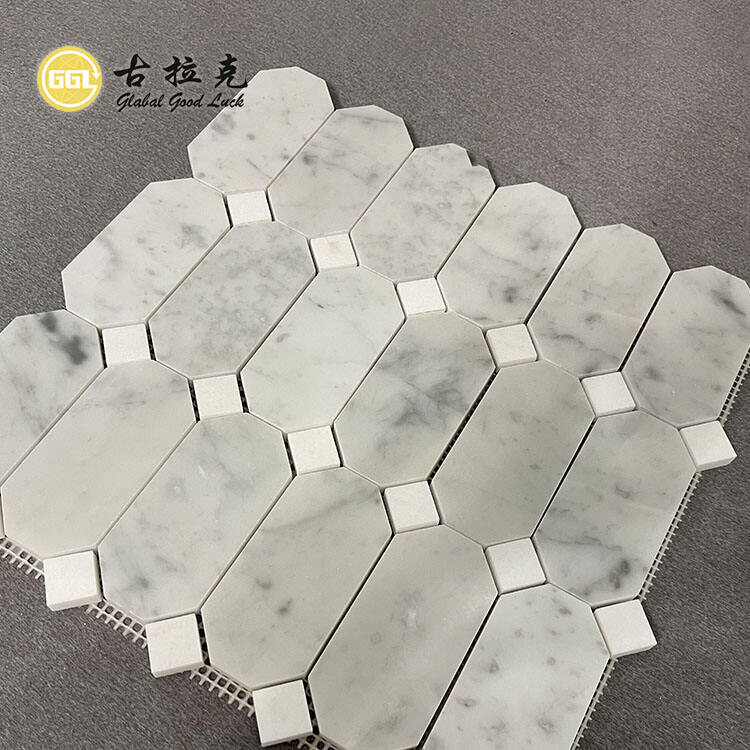 Carrara White Octagon Shape Marble Mosaic Tile