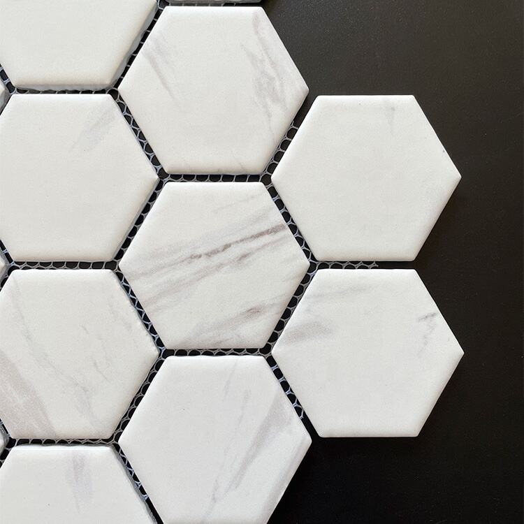 Marble Looking Hexagon Ceramic Mosaic Tile for Wall Decor