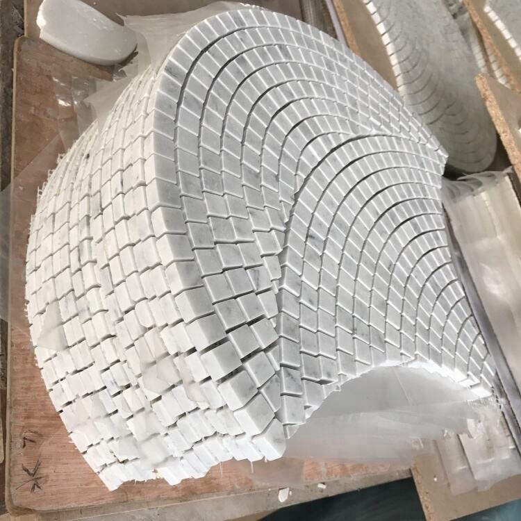 Carrara Marble White Cut By Hand Big Fan Shape Marble Mosaic Tile 