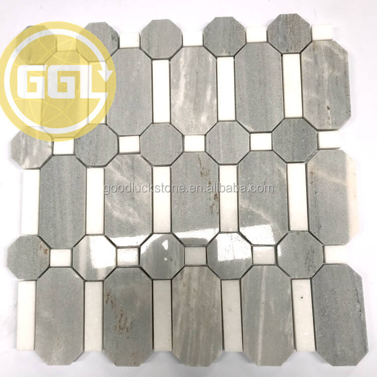 Irregular Shape Mosaic Polished Grey and White Mosaic Tile for Interior Wall Floor Tile