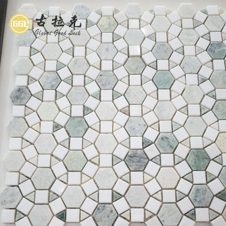 Big Round Pattern Marble Mosaic Tile Two Surface Colorful Tile For Home/Villa Floor And Wall Decor