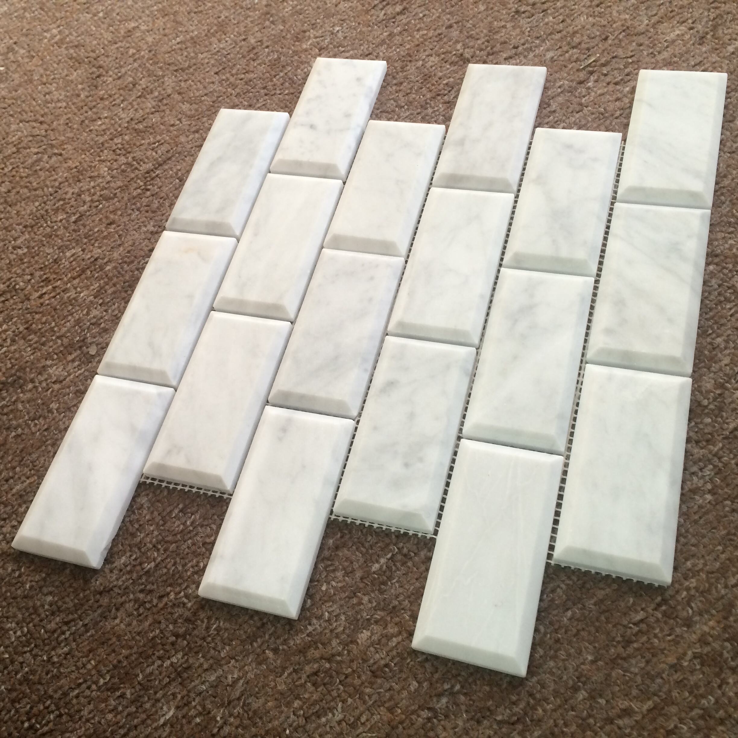 4x2'' Mable Carrara Wit Polish Brick Strip Marble Mosaic Vir Muur En Vloerbedekking