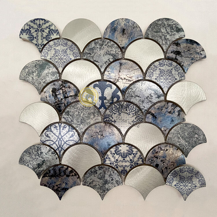 Fan Shape Stainless Steel Metal Mosaic Pattern Design For Wall Decor