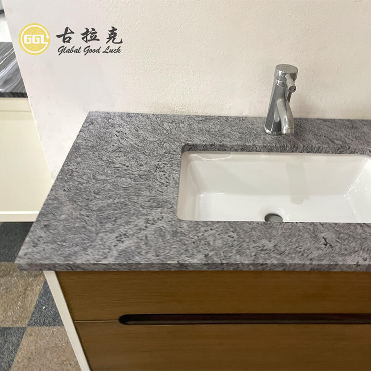 Dark Gray Quartz Marble Polished Countertop For Bathroom Kitchen