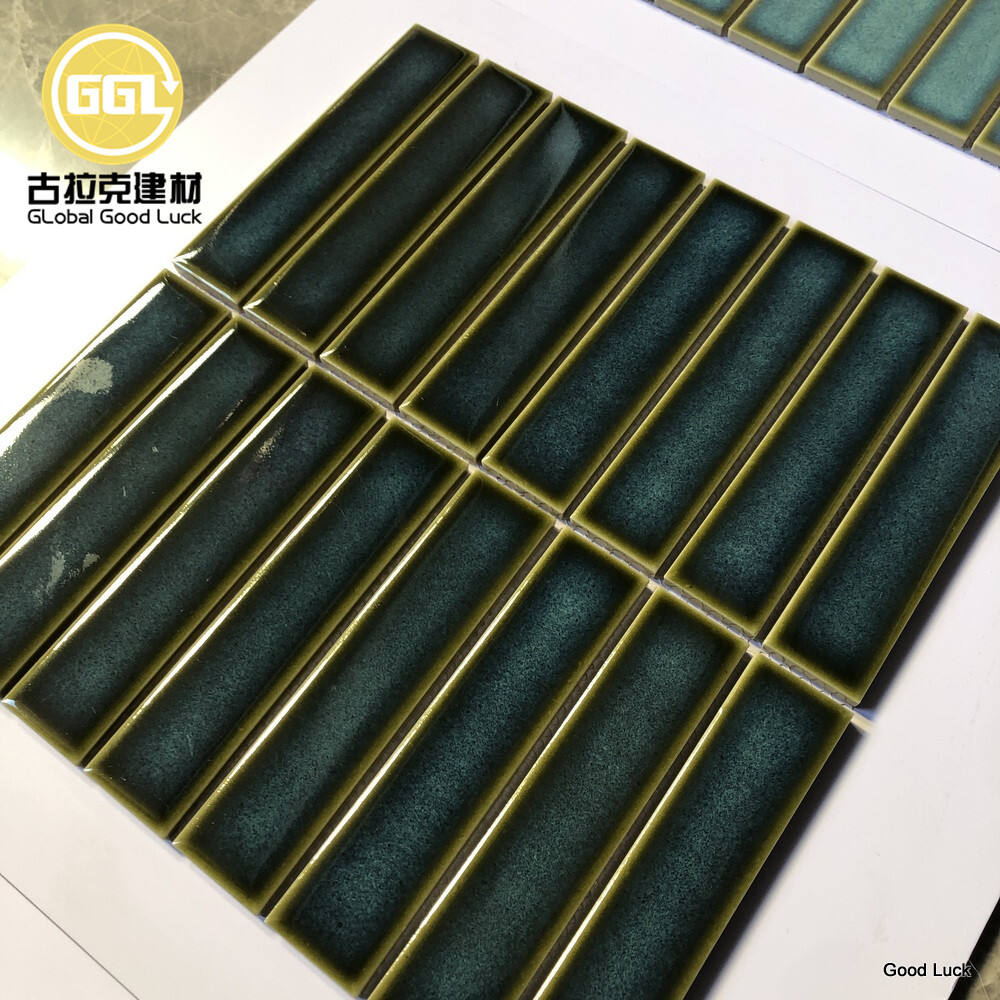 Glazed Ceramic Blue Mosaic Tiles For Bathroom Backsplash Kitchen Bar Restaurant Wall Tile