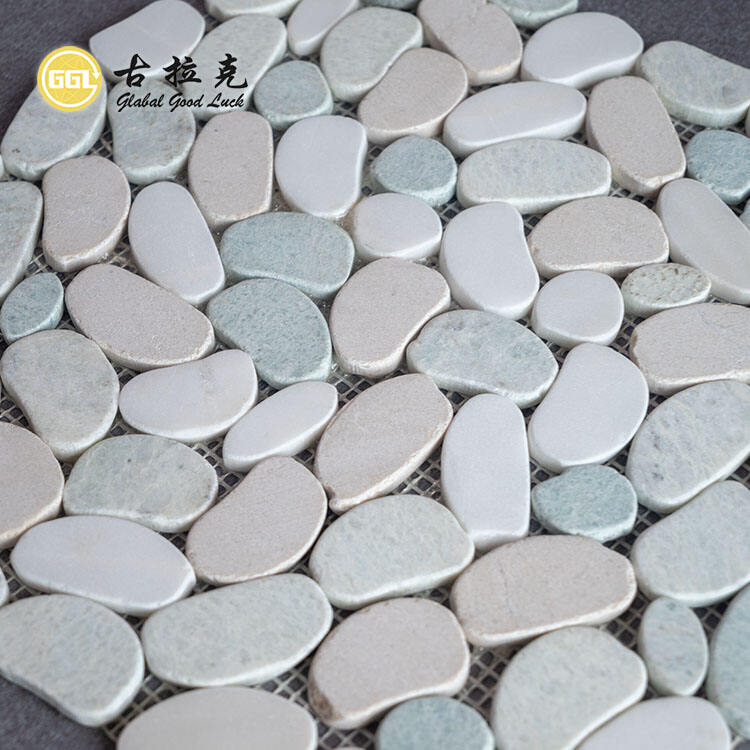 Irregular Round Wall Decoration Tumbled Design Marble Mosaic Tiles