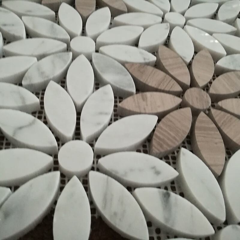 Marble Flower Shape Mosaic Tiles Parquet Waterjet Marble Mosaic