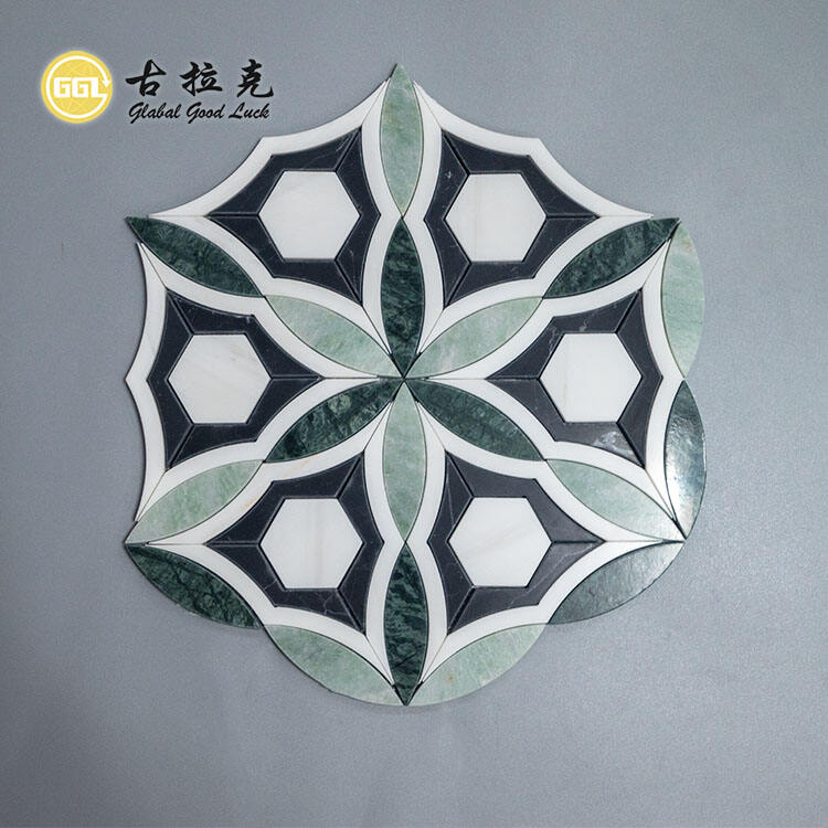 New Design Flower Pattern Green Marble Mosaic Tile For Wall Floor Decor