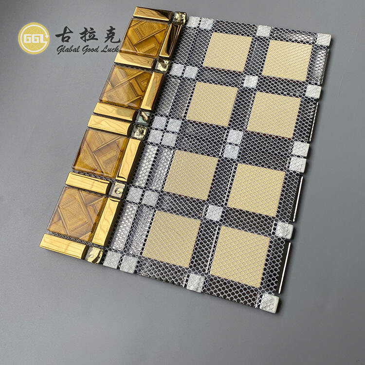 Luxury Design Gold Glass Mosaic Tile Square Mirror Glass Wall Background Tile