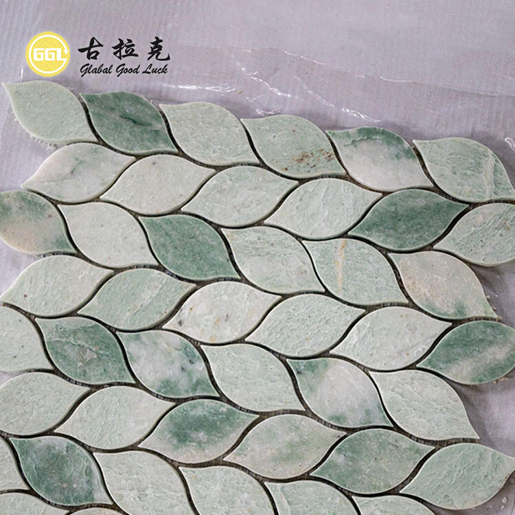 Green Marble Leaf Shape Mosaic Tile For Home Decor Walls Floor Tile