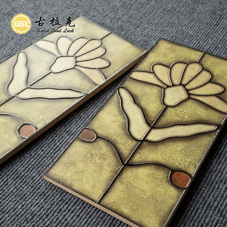 Flower Pattern Ceramic Enamel Tiles For Kitchen Bathroom Wall Tile