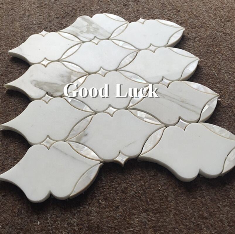 Calattaca Gold Marble Mix Shell Waterjet Wall Decor Mosaic Flooring Tile