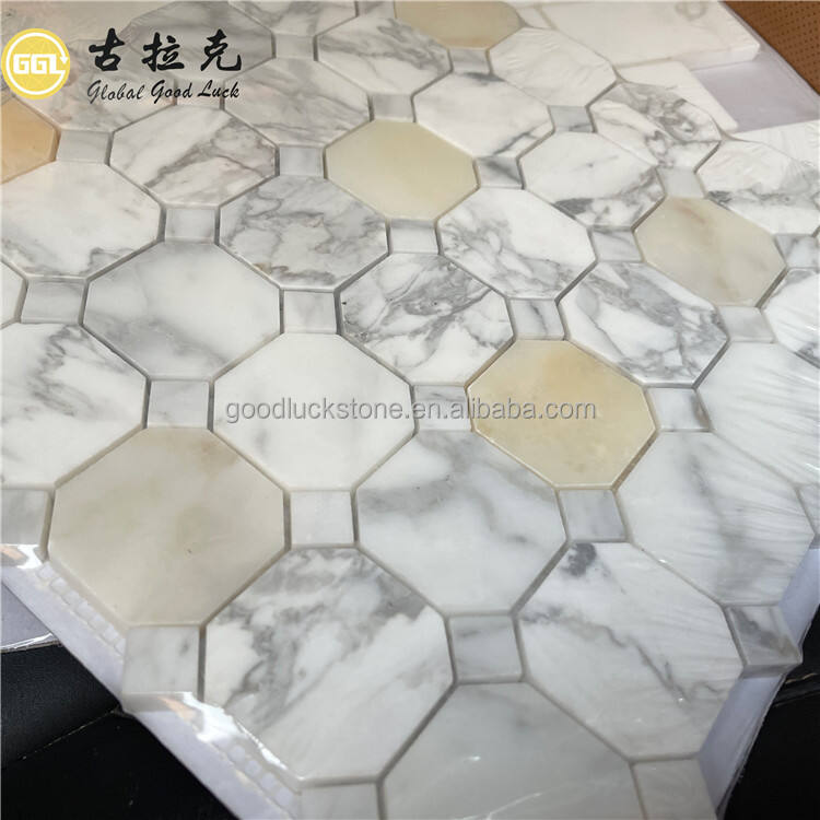 Calacatta Gold Marble Octagon Shape Marble Mosaic For Floor/Wall Tiles