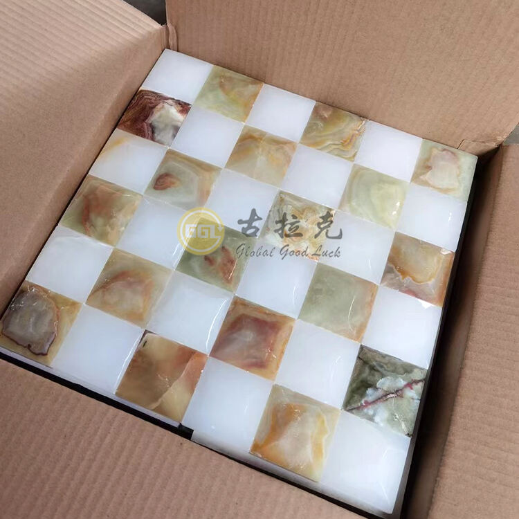 Polished Honey Onyx Marble Square Shape Marble Mosaic Tile 