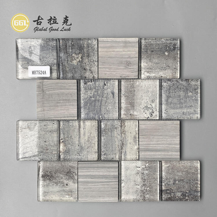 Wood Gain Marble Mix Glass Crystal Glass Mosaics Tiles For Kitchen Backsplash