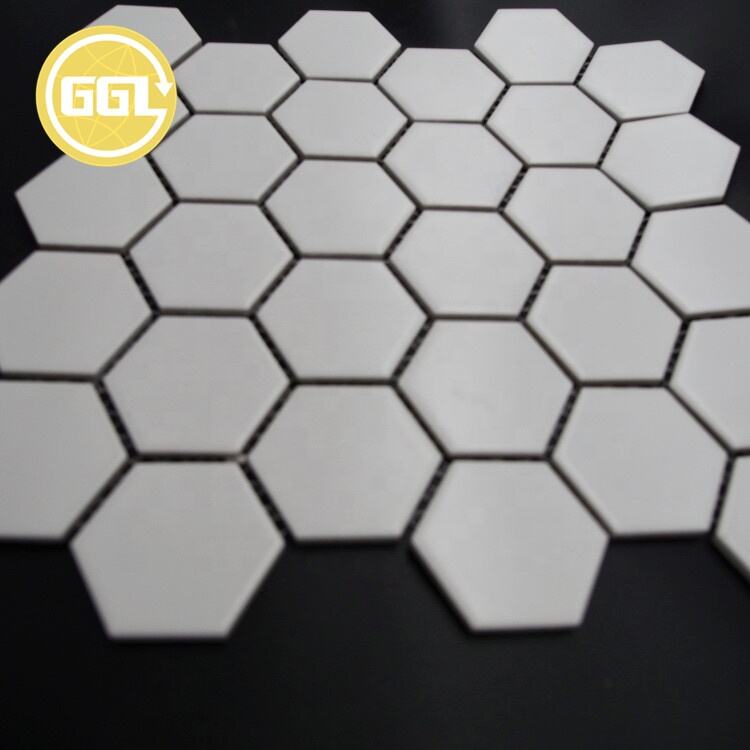 Hexagon Ceramic Mosaic Tile White Porcelain Tile for Bathroom Wall Floor Decor