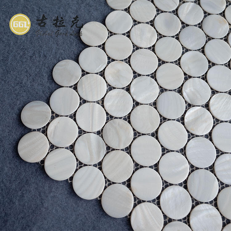 White Penny Round White Mother Of Pearl Tiles Shell Mosaic