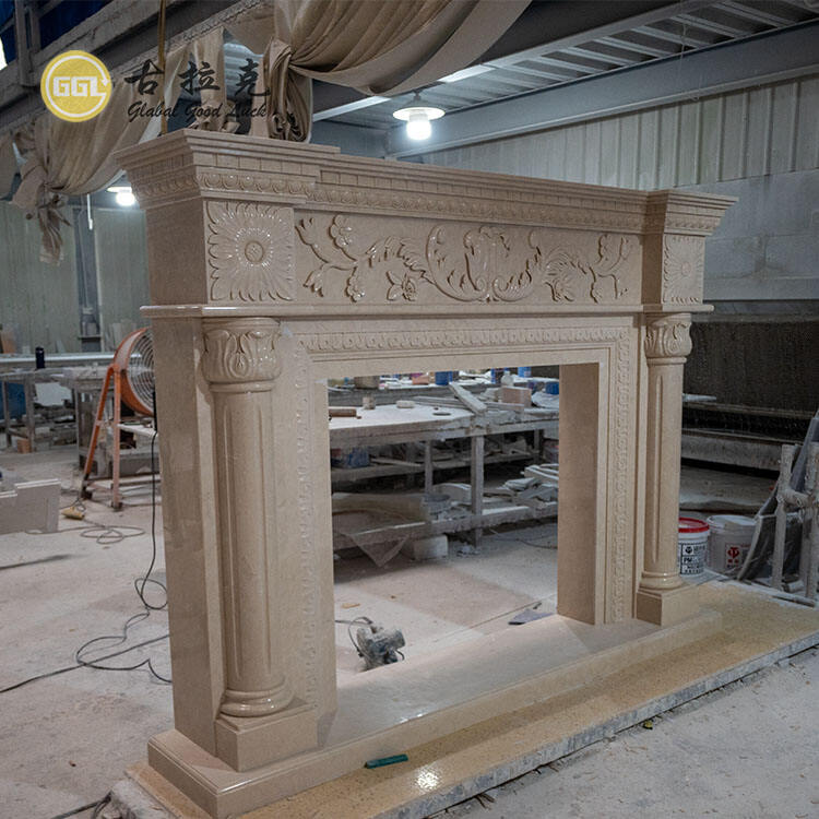 Indoor Home Decoration Marble Stone Mantel Marble Fireplace Surround Fireplace