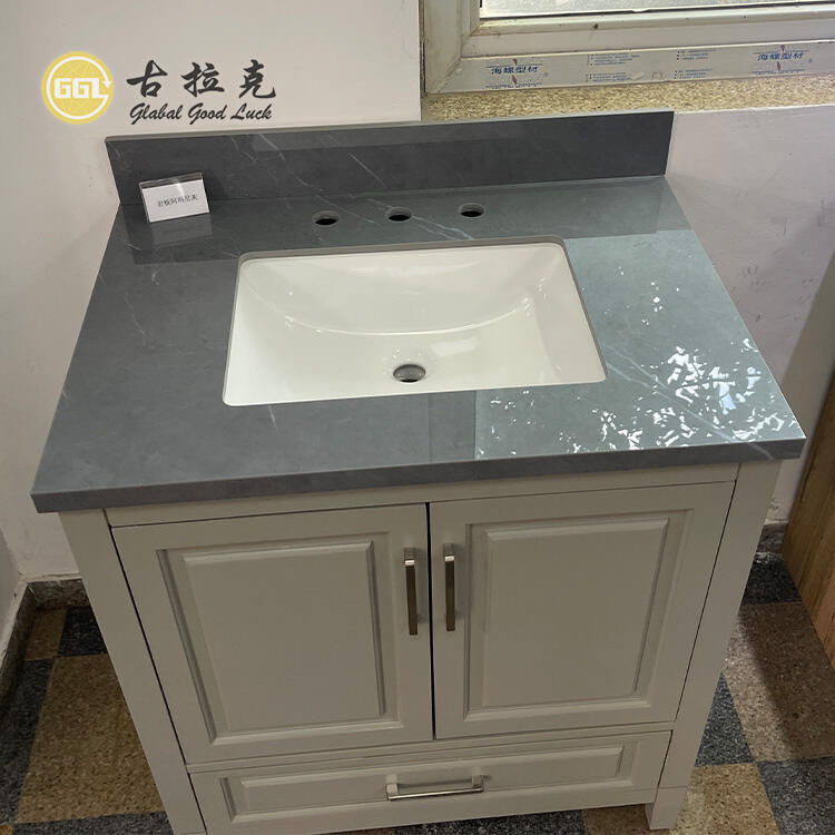 Glossy Stone Artificial Quartz Vanity Top Countertop For Bathroom