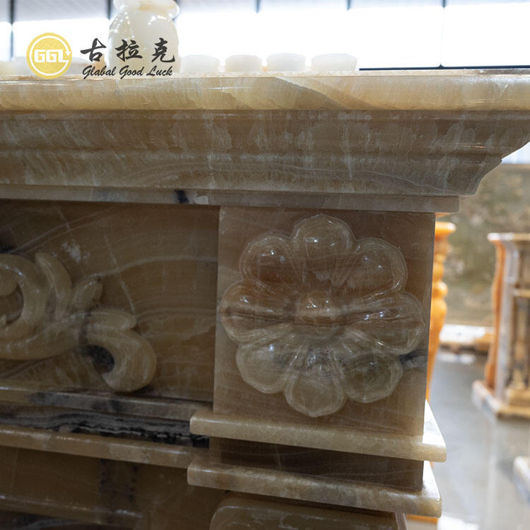Natural Onyx Stone Fireplace Surround Hand Carving Marble Fireplace Mantel