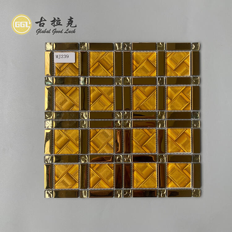 Luxury Design Gold Glass Mosaic Tile Square Mirror Glass Wall Background Tile